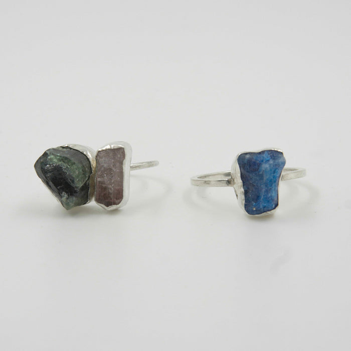 Gemify - Two Color Tourmaline Ring – Handmade Silver, Free Size - Ring - Gemify04
