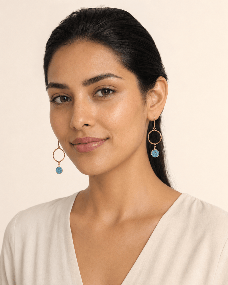 Gemify - Bamyan Turquoise Gold Earrings - earrings - Gemify