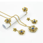 Blue Flower Lapis Jewelry Set – 18K Gold-Plated, Handmade - Gemify