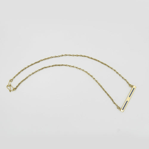 Gemify - Blue Line Lapis Necklace – High - Polish Brass, Handmade Design - Necklace - Gemify03