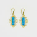 Gemify - Flower Bamyan Turquoise Gold Earrings - earrings - Gemify