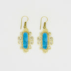 Gemify - Flower Bamyan Turquoise Gold Earrings - earrings - Gemify