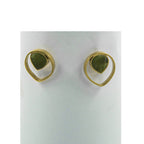Green Drop Jade Studs – Handmade 18K Gold-Plated Brass - Gemify