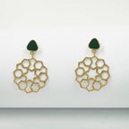 Green Triangle Green Agate Stud Earrings – 18K Gold-Plated Brass - Gemify