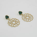 Green Triangle Green Agate Stud Earrings – 18K Gold-Plated Brass - Gemify