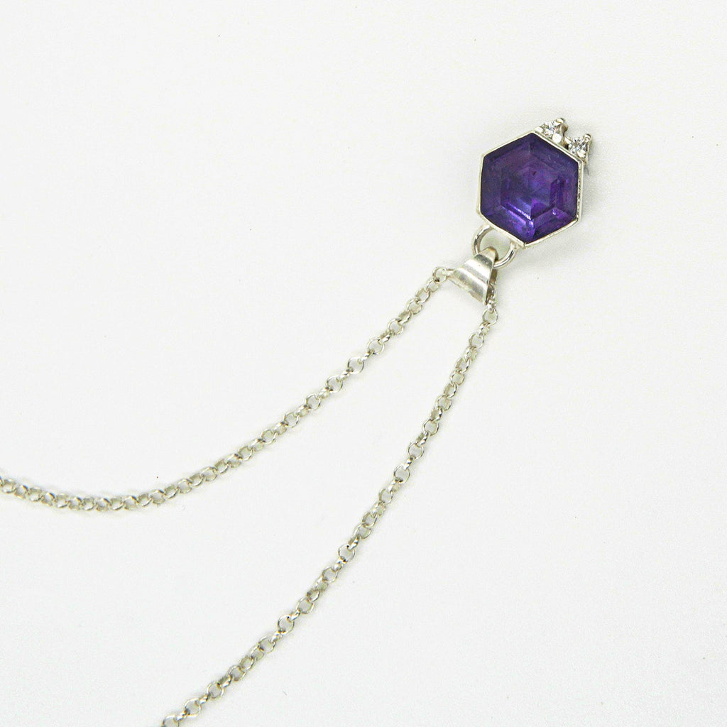 Gemify - Hexagon Amethyst Necklace – Handmade Silver, High - Polish Finish - Necklace - Gemify03