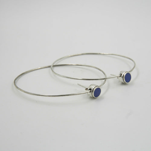 Gemify - Lapis Circle Stud Earrings – 18K Gold - Plated Silver, Handmade Design - earrings - Gemify02