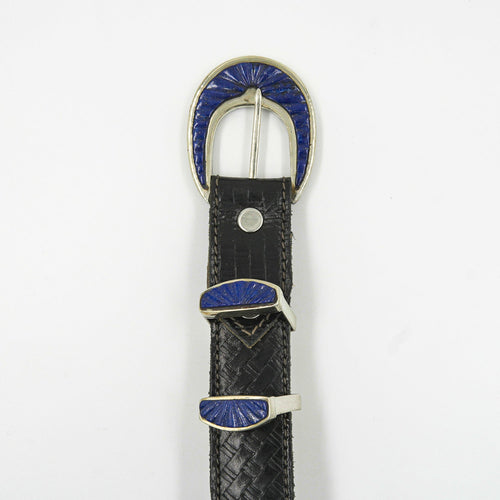 Gemify - Lapis Leather Belt – Handmade Silver Buckle, 100% Natural Leather - Gemify