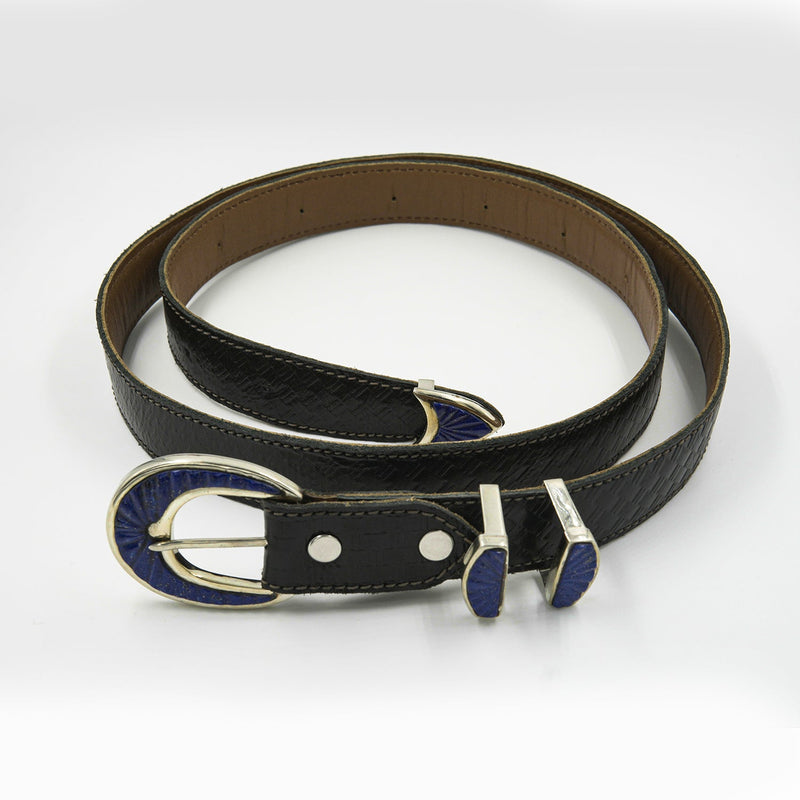 Gemify - Lapis Leather Belt – Handmade Silver Buckle, 100% Natural Leather - Gemify