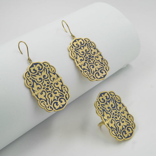 Maleka Lapis Jewelry Set – 18K Gold-Plated, Handmade - Gemify