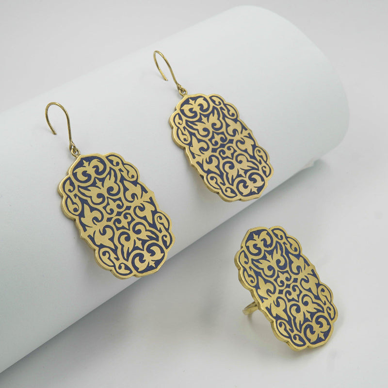 Maleka Lapis Jewelry Set – 18K Gold-Plated, Handmade - Gemify