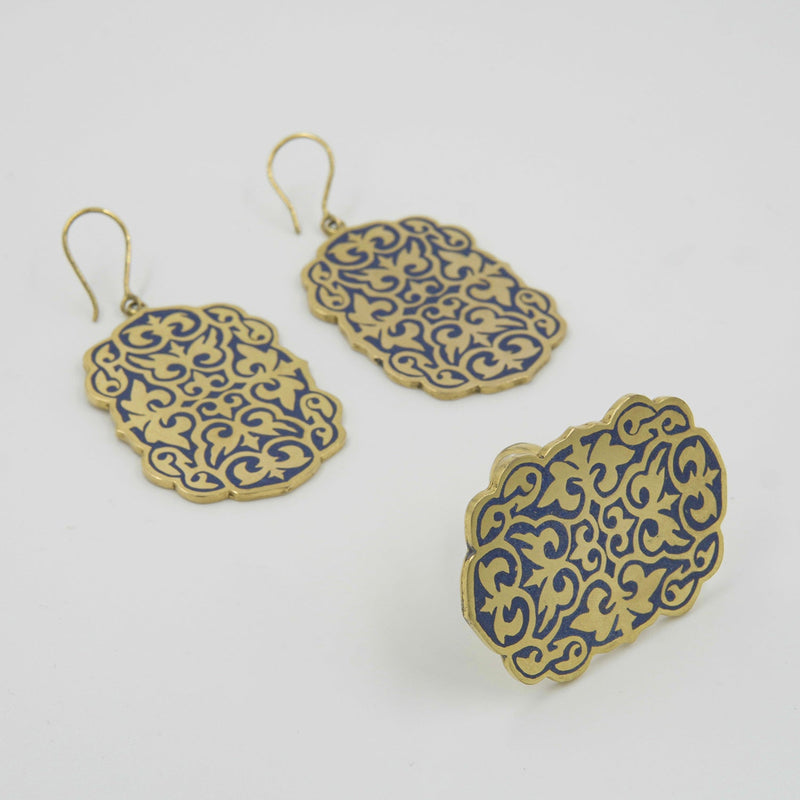 Maleka Lapis Jewelry Set – 18K Gold-Plated, Handmade - Gemify