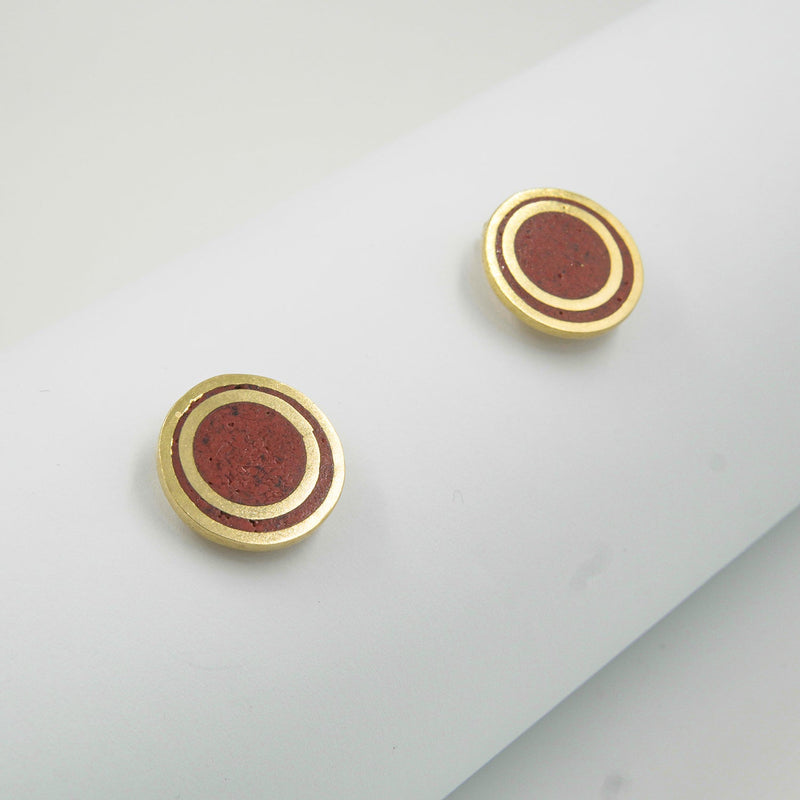 Naz Red Coral Studs – Handmade 18K Gold-Plated Brass - Gemify