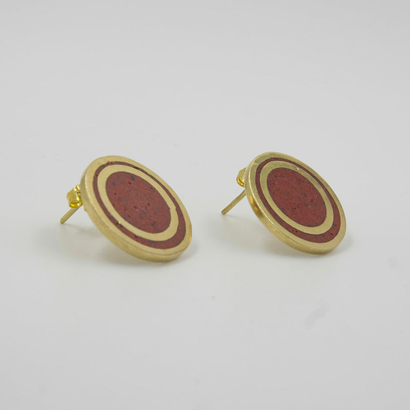 Naz Red Coral Studs – Handmade 18K Gold-Plated Brass - Gemify