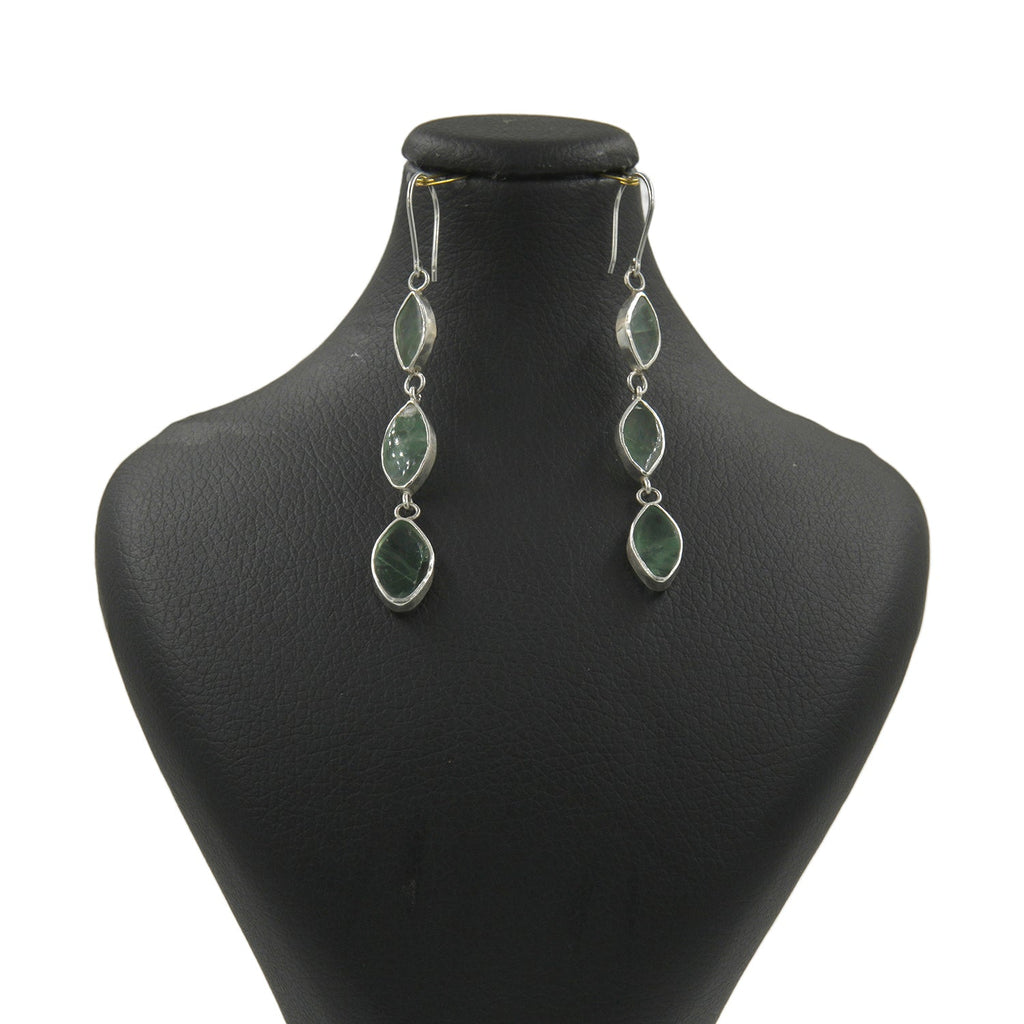 Nice Drop Fluorite Earrings – 925 Silver, High-Polish Finish - Gemify