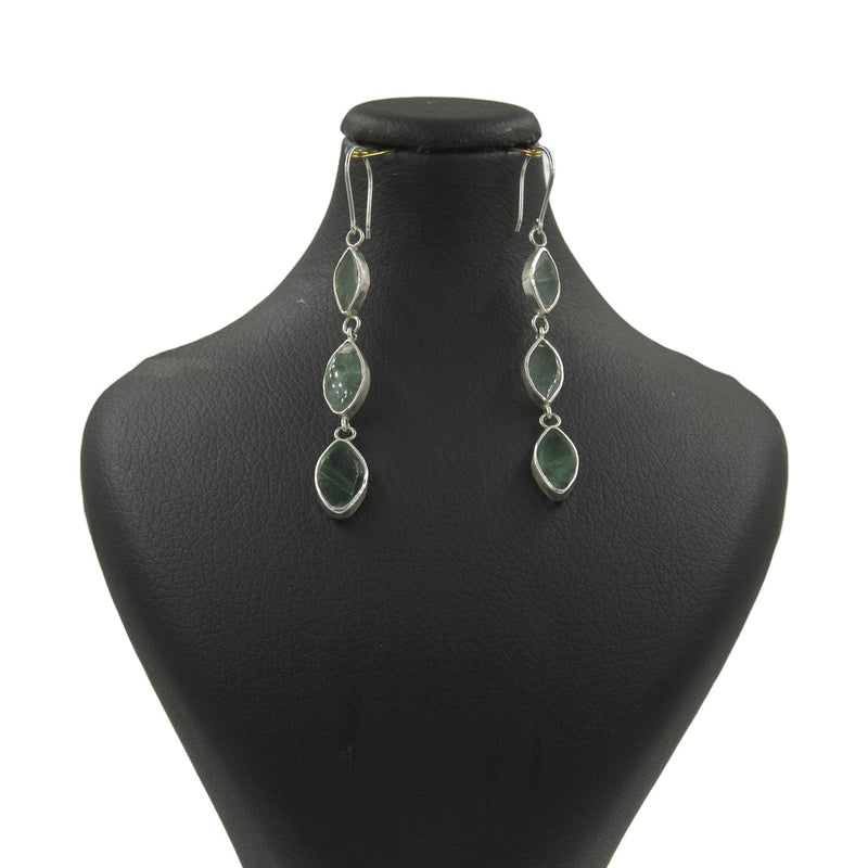 Nice Drop Fluorite Earrings – 925 Silver, High-Polish Finish - Gemify