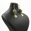 Nice Earth Unakite Cabochon Earrings – 18K Gold-Plated, Handmade - Gemify