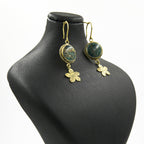 Nice Earth Unakite Cabochon Earrings – 18K Gold-Plated, Handmade - Gemify