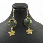 Nice Earth Unakite Cabochon Earrings – 18K Gold-Plated, Handmade - Gemify