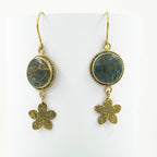 Nice Earth Unakite Cabochon Earrings – 18K Gold-Plated, Handmade - Gemify