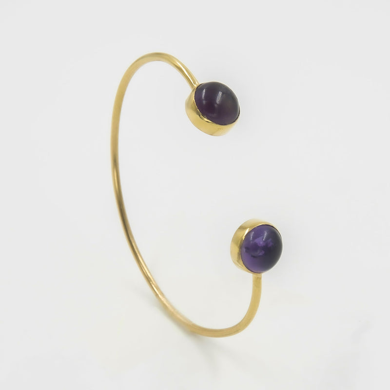 Gemify - Purplish Amethyst Bracelet – 12.5CT Cabochon, 18K Gold - Plated Silver - Bracelet - Gemify03