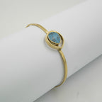 Gemify - Round Drop Composite Turquoise Bracelet – High - Polish Brass, Handmade Design - Bracelet - Gemify - 05