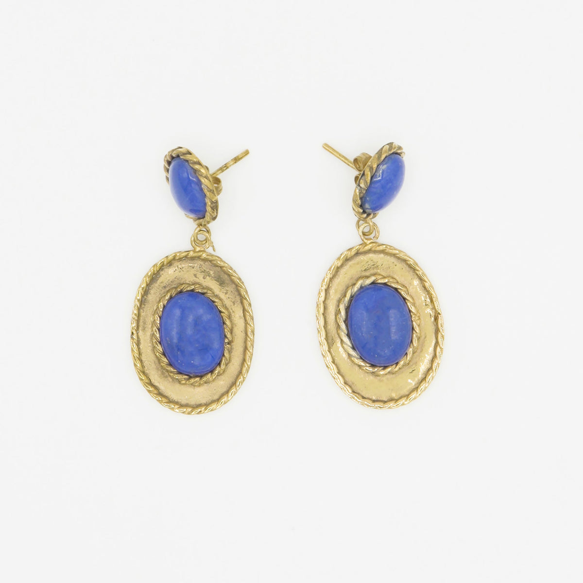 Gemify - Royal Blue Lapis Gold Cabochon Earrings - earrings - Gemify