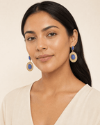 Gemify - Royal Blue Lapis Gold Cabochon Earrings - earrings - Gemify