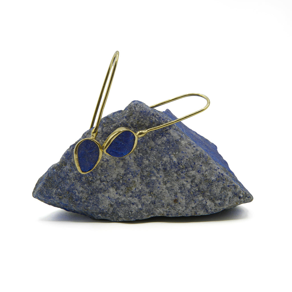 Gemify - Royal Blue Rough Lapis Earrings - earrings - Gemify