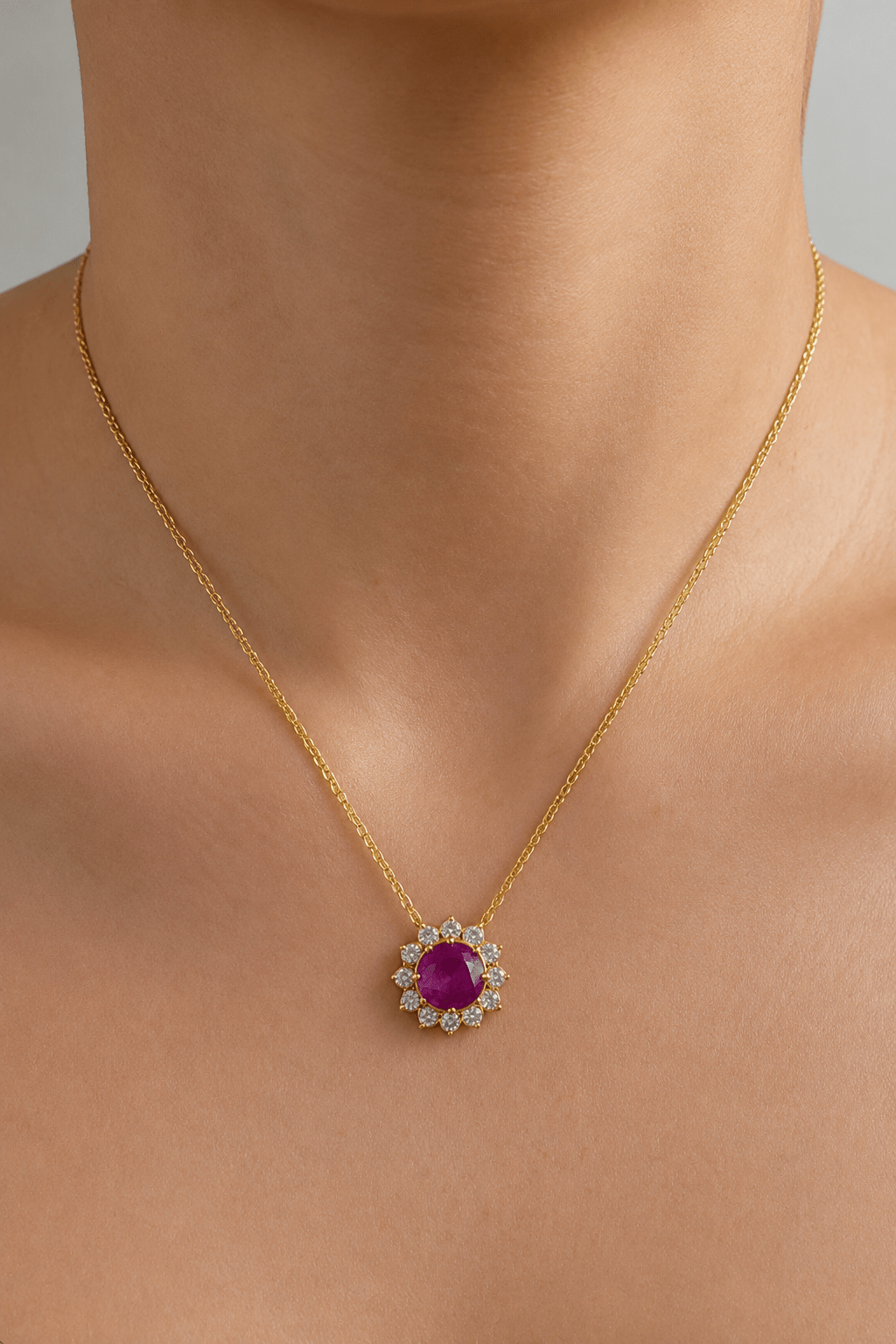 Gemify - Ruby Halo Necklace - Necklace - Gemify