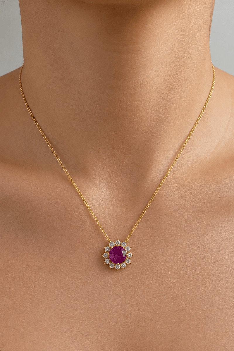 Gemify - Ruby Halo Necklace - Necklace - Gemify