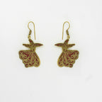 Gemify - Sama Red Coral Earrings – High - Polish Brass, Handmade Design - earrings - Gemify02