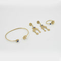 Gemify - Small Flower Lapis Collection – Cabochon Stone, High - Polish Brass Set - Jewelry Set - Gemify01