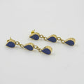 Gemify - Three Drop Lapis Stud Earrings – High - Polish Brass, Handmade Design - earrings - Gemify02