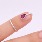 Gemify - Tourmaline Drop Nail Ring – Red Pear - Shaped Stone, Handmade Silver - Ring - Gemify
