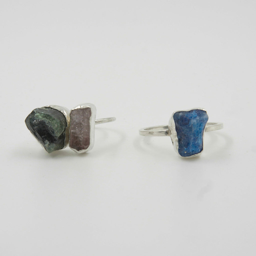 Gemify - Two Color Tourmaline Ring – Handmade Silver, Free Size - Ring - Gemify04